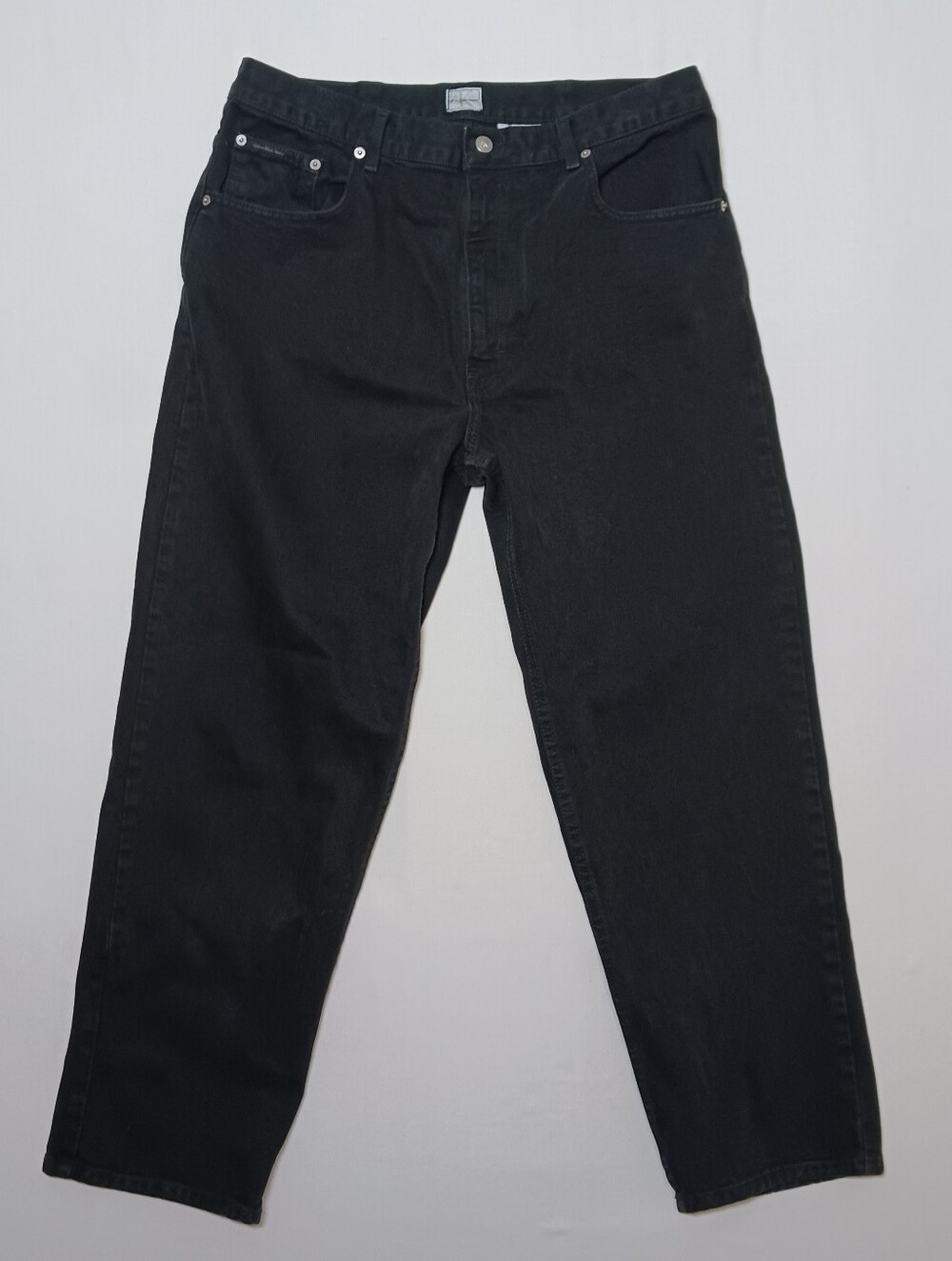 Vintage Calvin Klein Mens Original Straight Leg Jeans 36X32 Black Denim